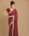 Royal Wine Embroidered Saree image number 0